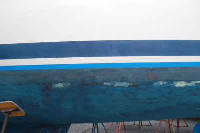 taped waterline boat