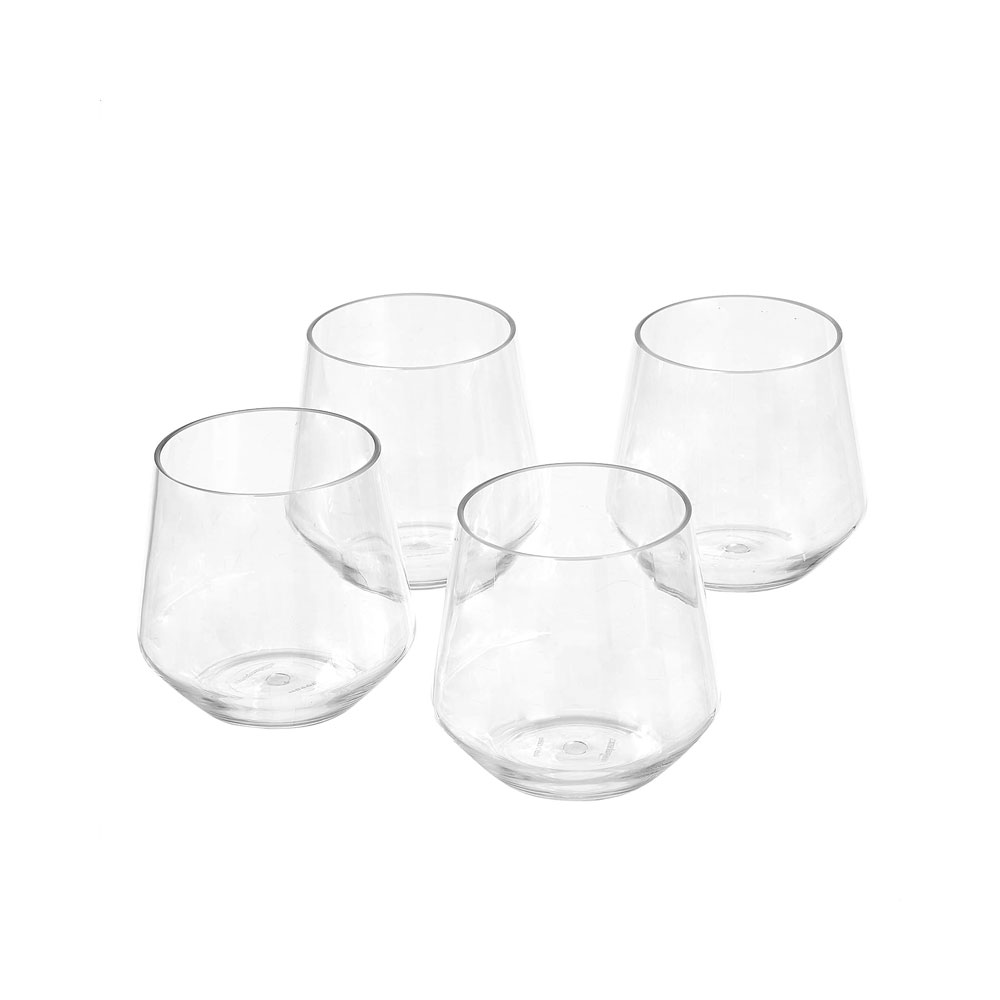 Stemless Plastic Wine Glass Set of 4
