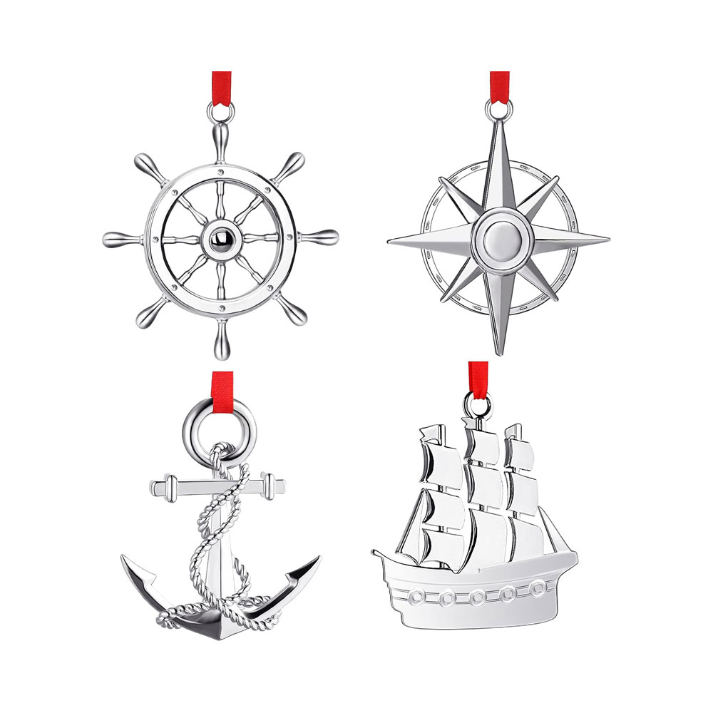 Nautical Silver Ornament Set