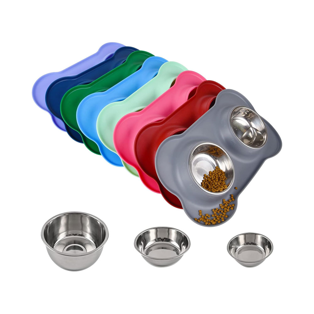 Stainless Steel Pet Bowls & Silicone Mat