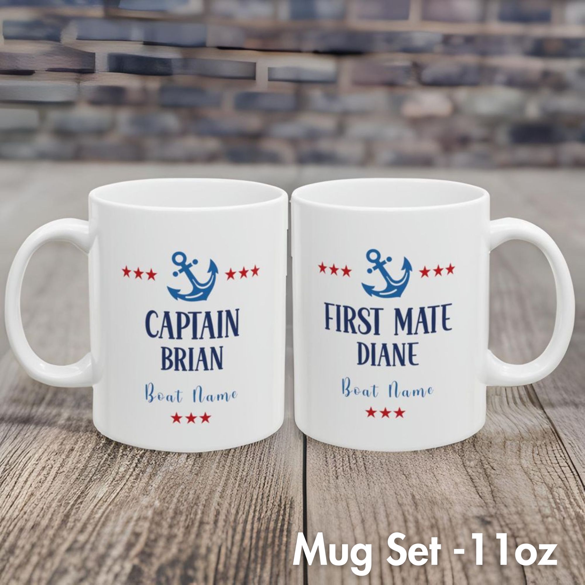 Custom Captain & First Mate Boat Name Mugs