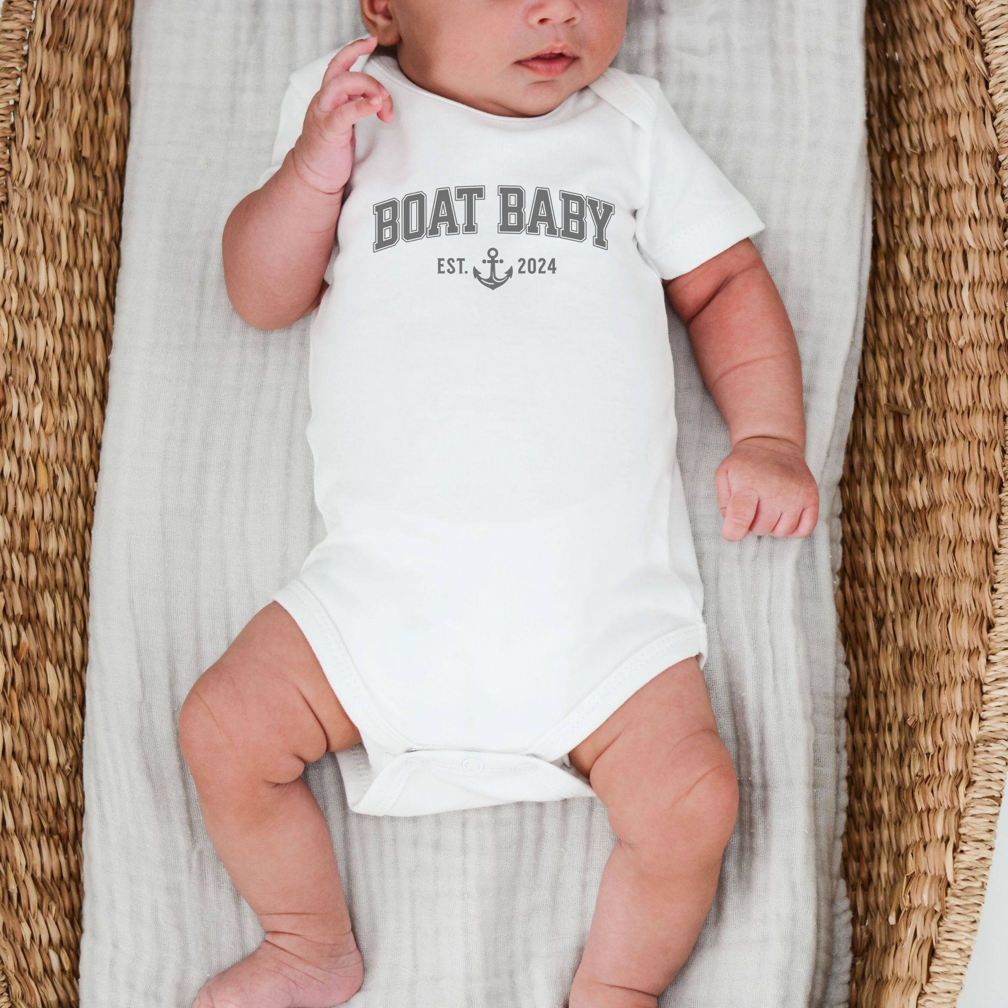 Boat Baby Bodysuit with Custom Year