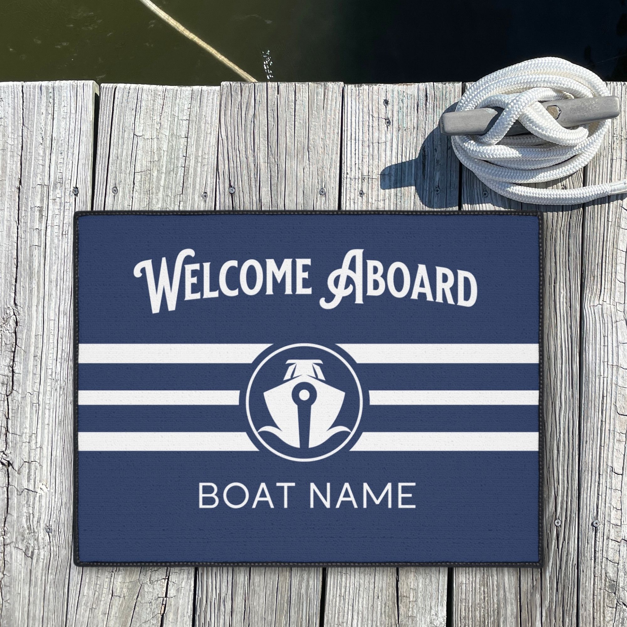 Welcome Aboard Boat Mat with Custom Boat Name