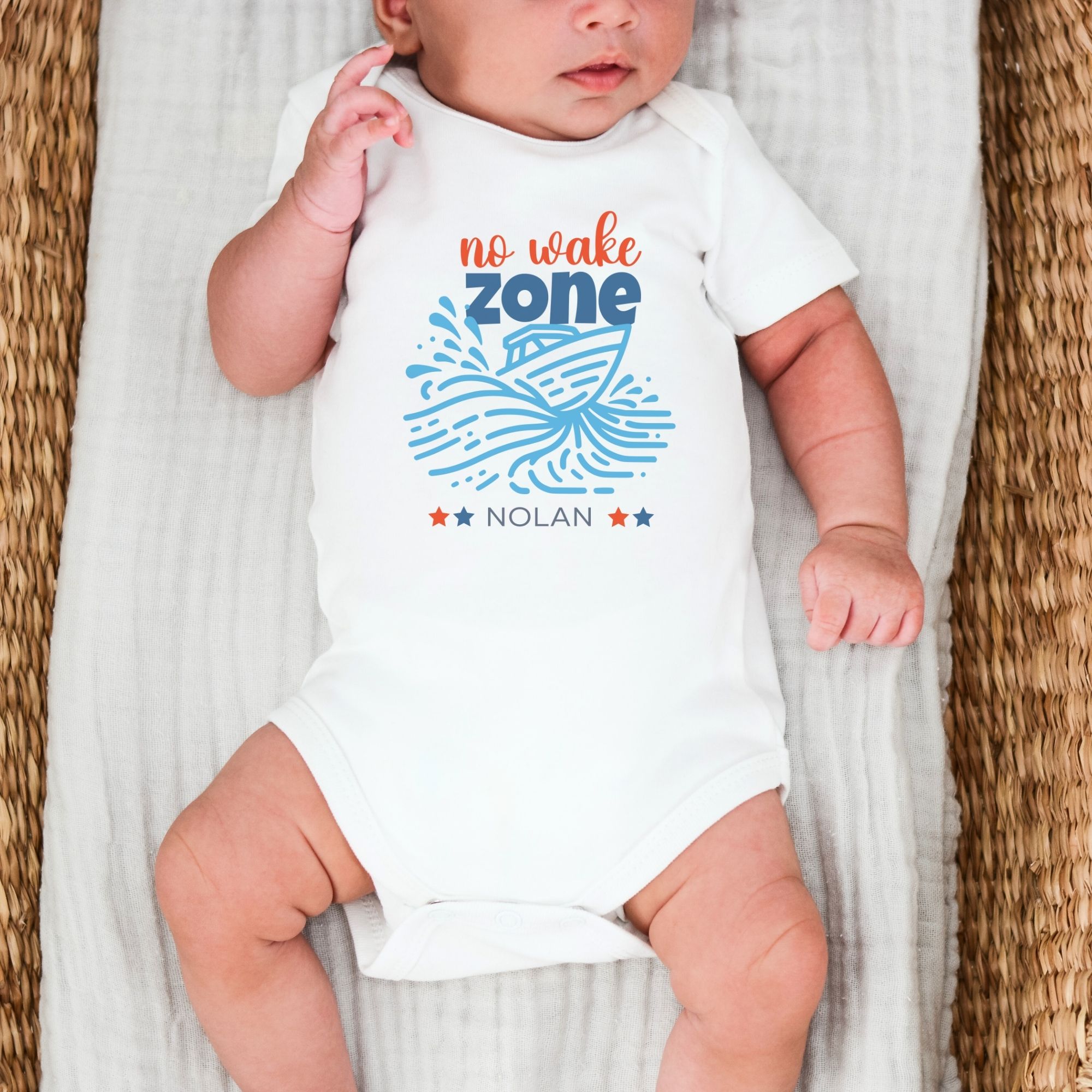 No Wake Zone Baby Bodysuit with Custom Name