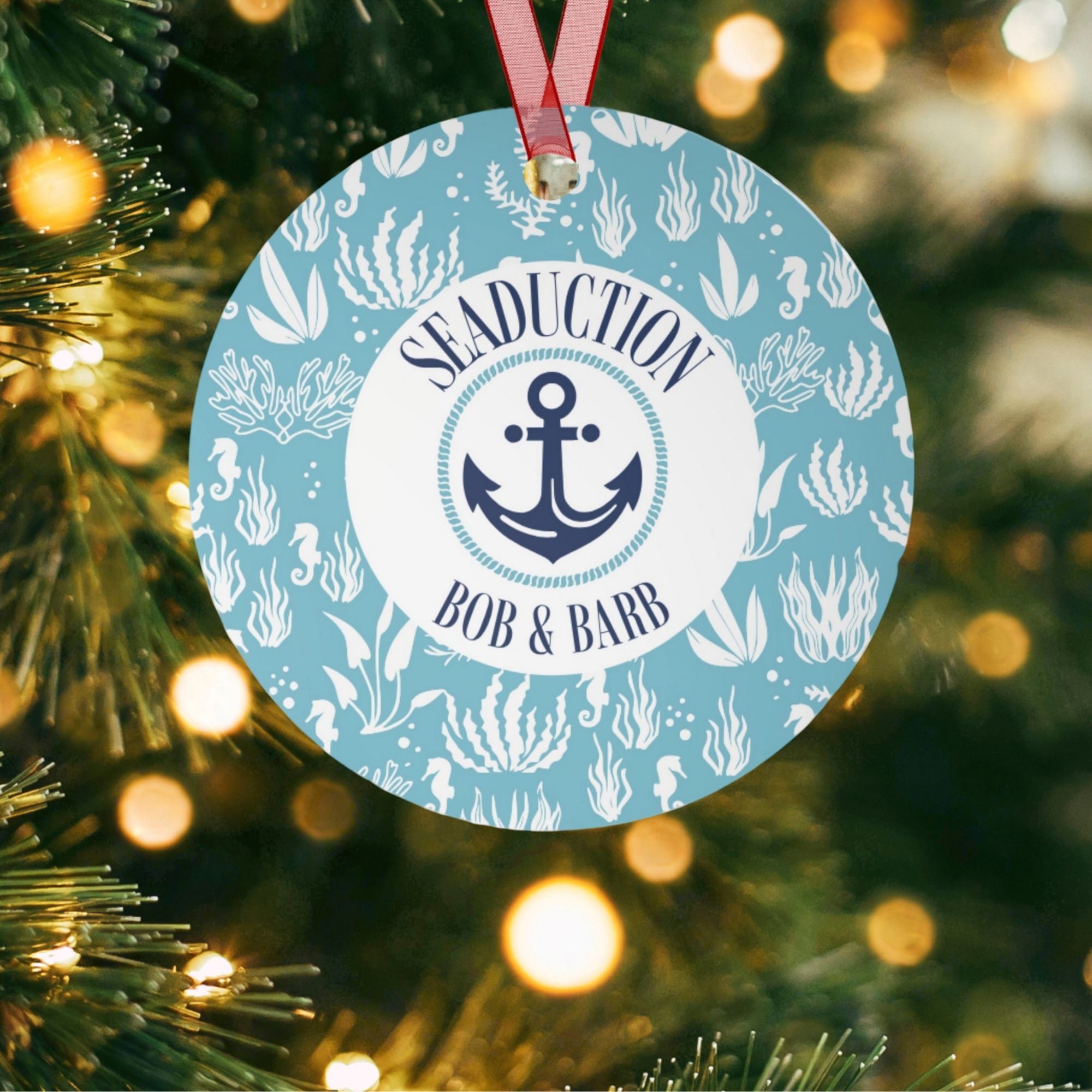 Custom Coastal Sea Ornament Metal - 4 colors