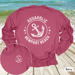 Custom Boat Name Location Anchor w/Back Print Long Sleeve - Image 7