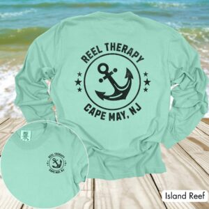 Custom Boat Name Location Anchor w/Back Print Long Sleeve - Image 3