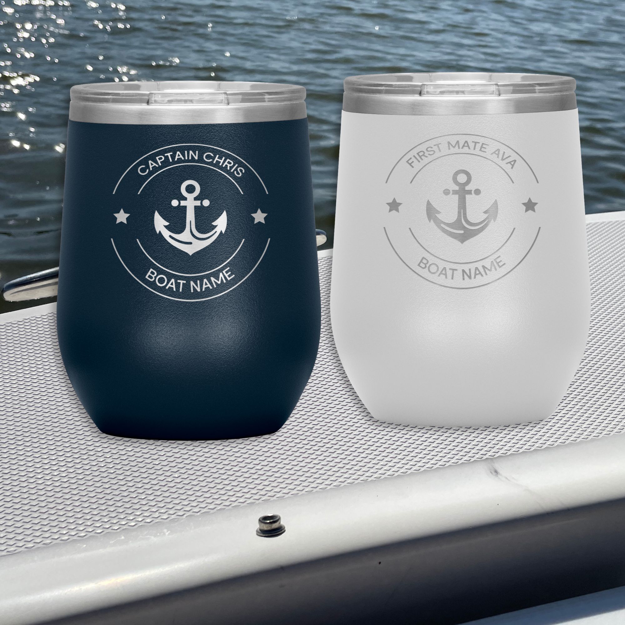 Custom Captain First Mate Engraved 12oz Tumblers