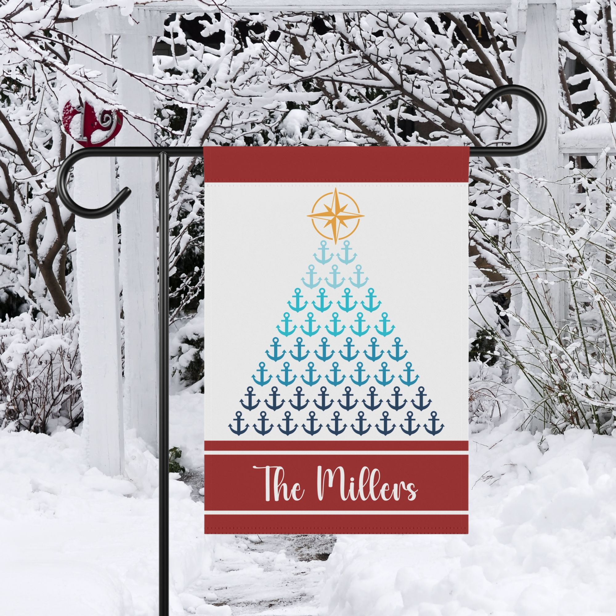 Custom Anchor Christmas Tree Garden Flag