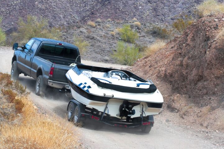 truck towing boat